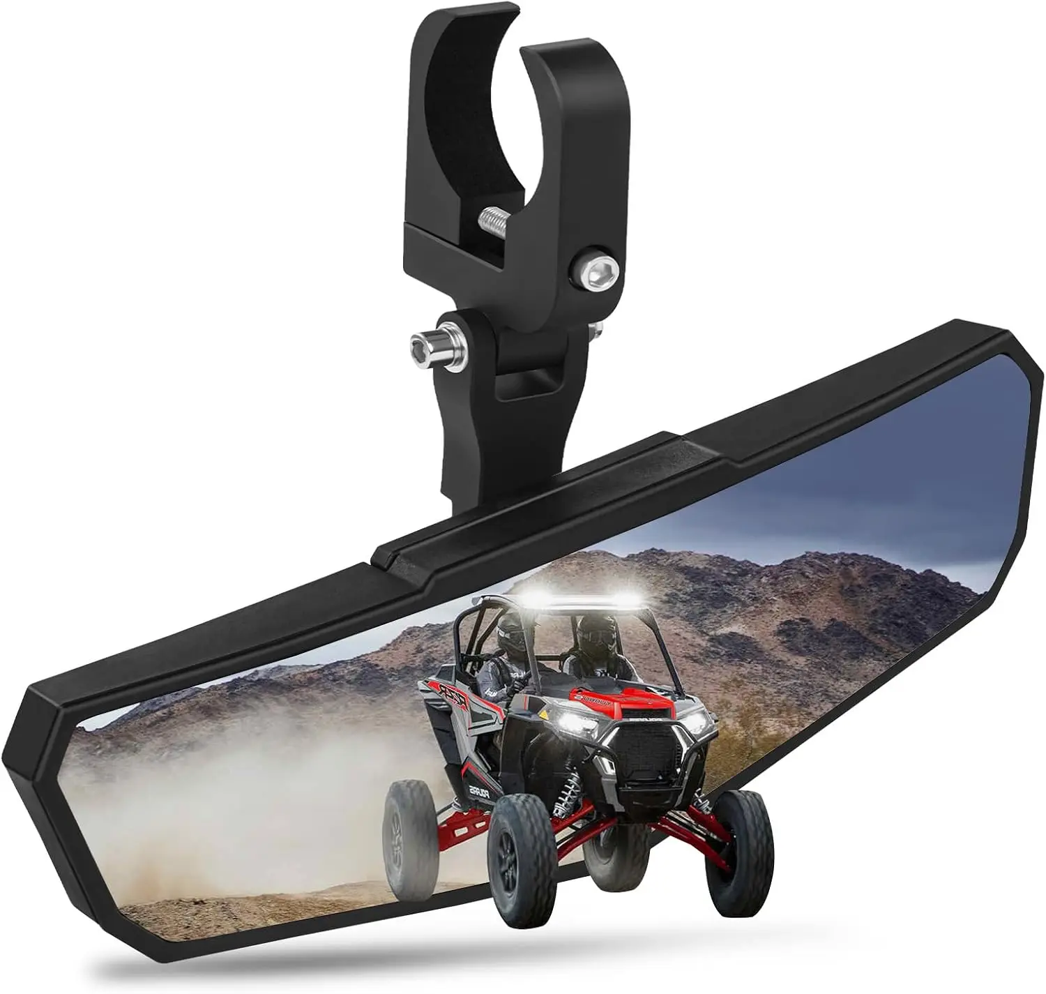 UTV Rear View Mirror HD SXS UTV Center Mirror with Aluminum Clamp fits 1.5
