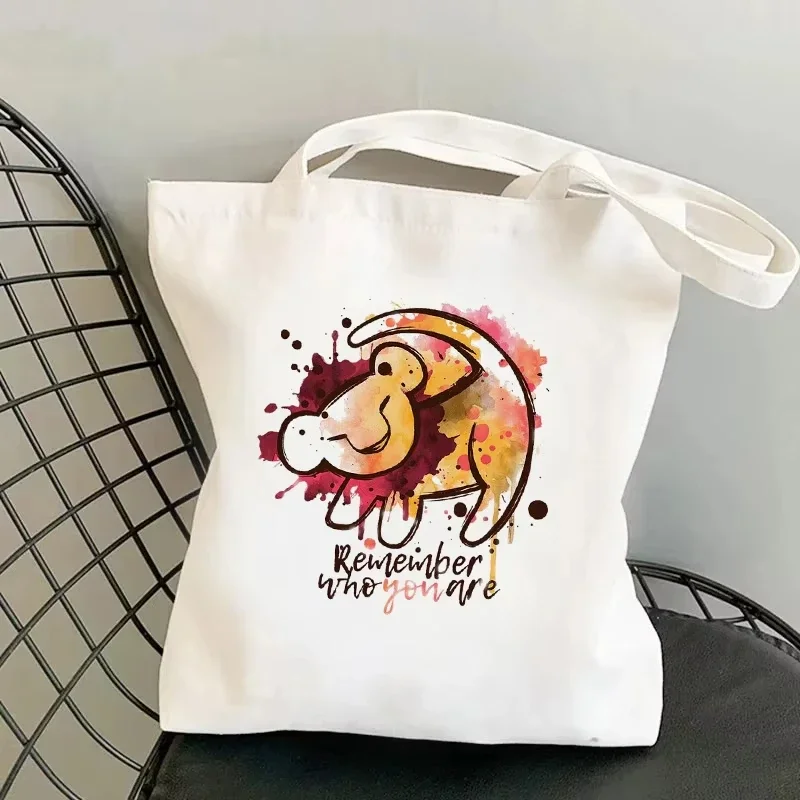 

Disney the Lion King Cartoon Canvas Tote Bag Eco-Friendly Hakuna Matata Women's Shoulder Shopper Bag Cute Animal Print