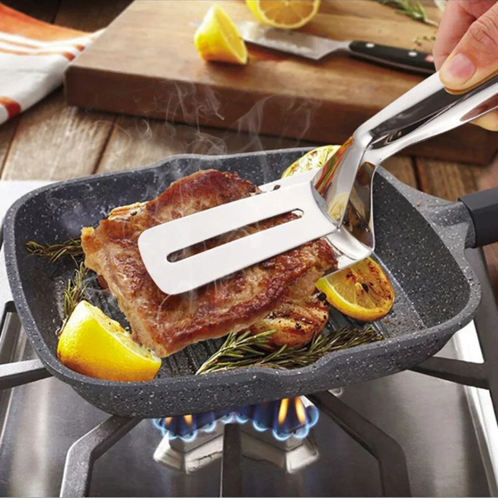 Stainless Steel Steak Clip Pancake Fried Fish Barbecue Pliers - Multi-Use Kitchen Tool for Snacks Ideal for BBQ Grilling And Hom