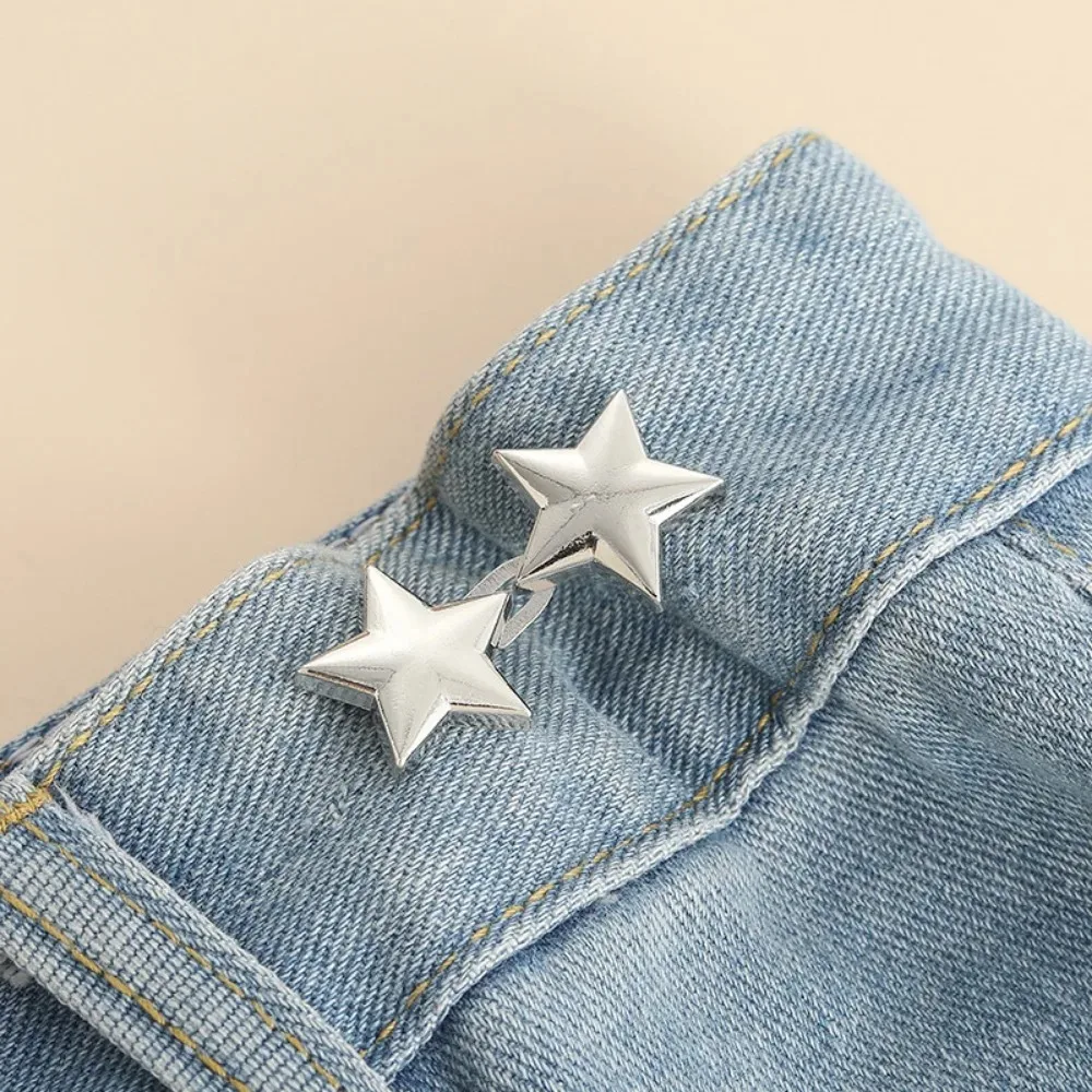 2PCS Small Star Buckle Adjustment Waist Tighten Adjustable Waist Buckle Jeans Waist Adjustable Tool for Pants and Skirts