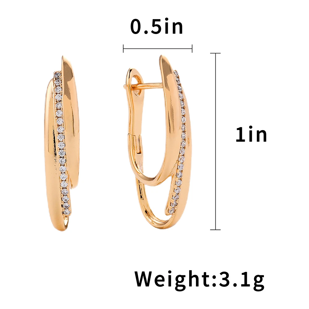 Harong Copper Rose Gold Color Earrings for Women Wedding Birthday Jewelry Gifts Aesthetic Geometric Ear Decoration