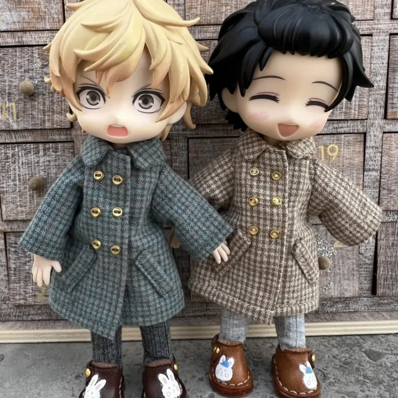 

Ob11 эва одежда ГК феррит 1/12 BJD кукла решетка длинное пальто Тренч пальто Кукла Одежда Аксессуары