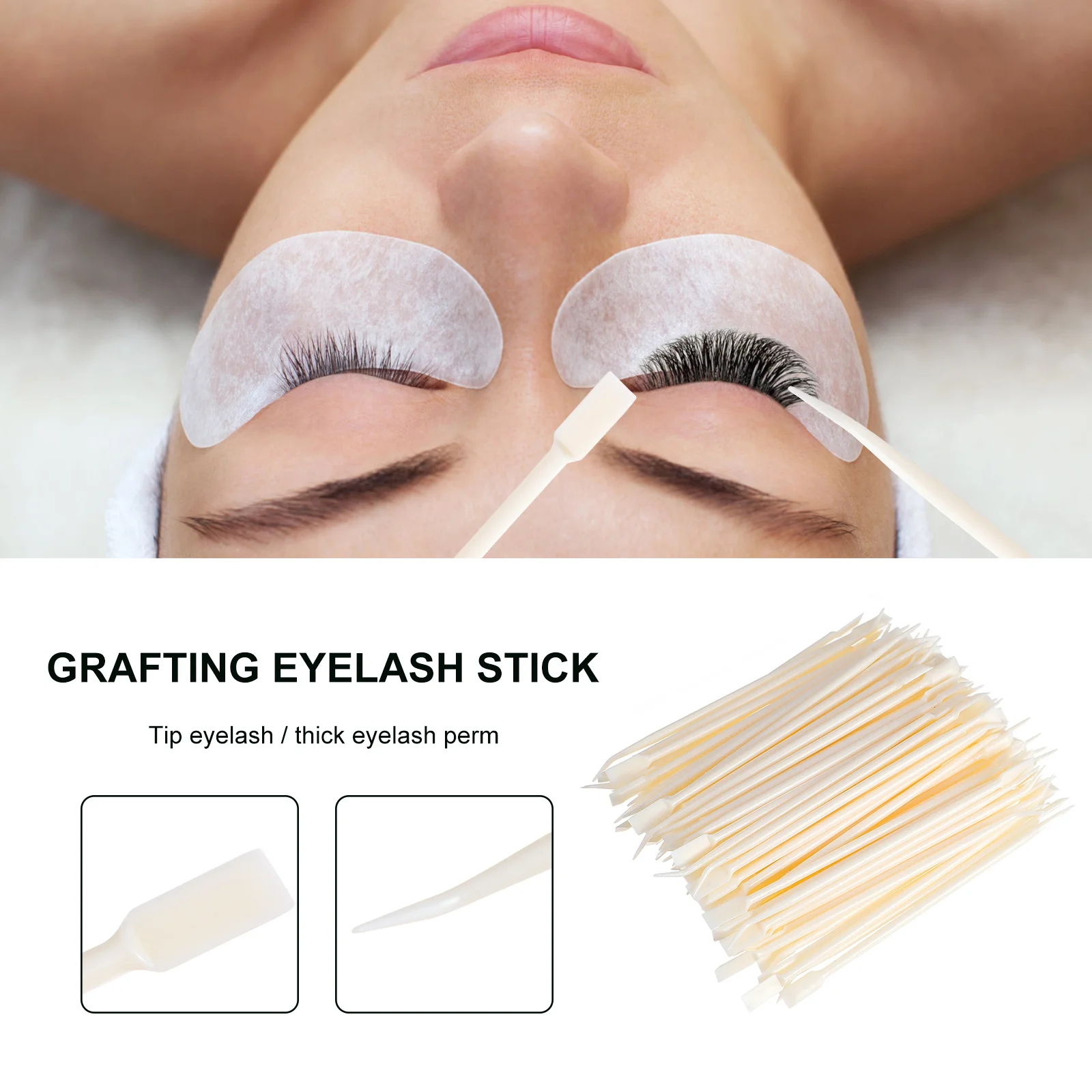

100Pcs Eyelash Lift Pick Tool Plastic Temperature Resistant Smooth Grip Lightweight Portable for Eyelash Extension Lifting and