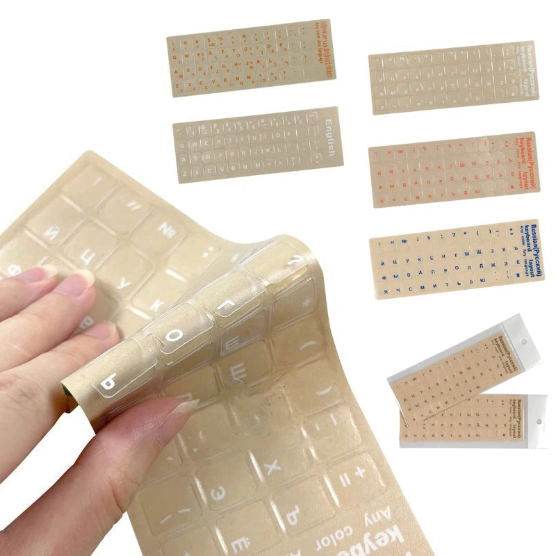 Russian English Transparent Keyboard Stickers Korean Hebrew Language Alphabet for Computer PC Dust Protection Laptop Accessories