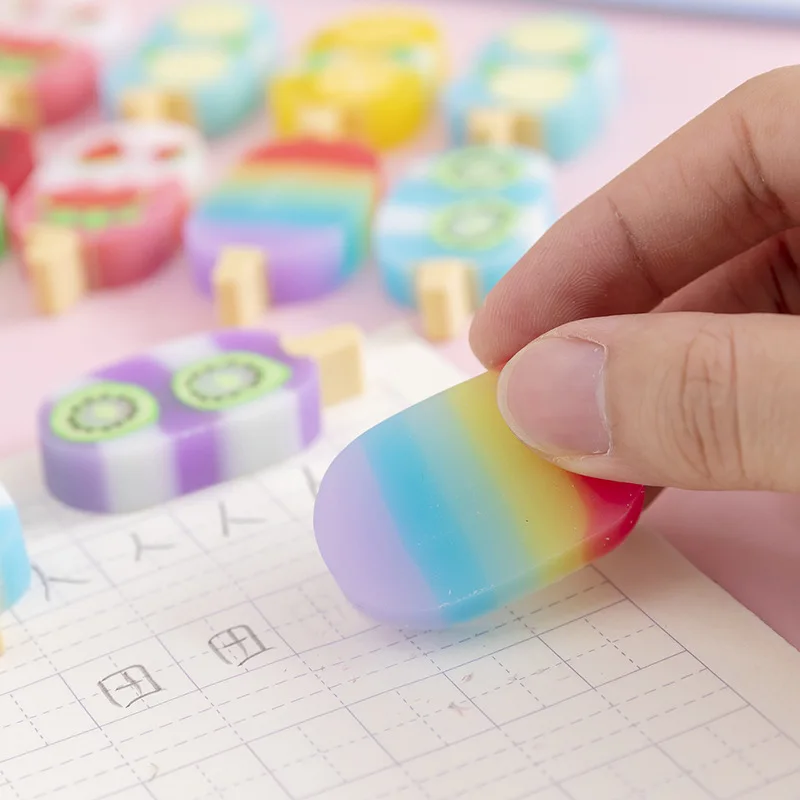 4 pcs/ Set 1-2 Set Lytwtw\'s Cartoon Cute Kawaii Ice Cream Rubber Mini Eraser Novelty Stationery Office School Supplies