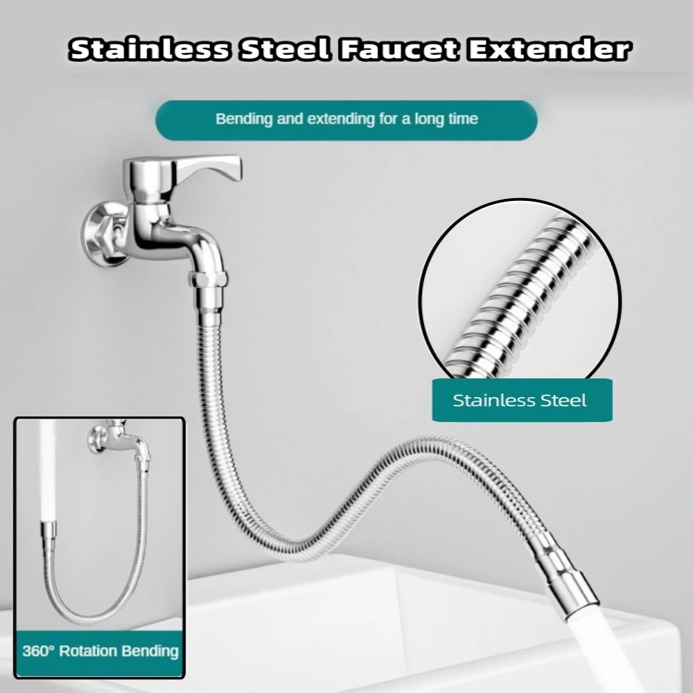 1Pcs Stainless Steel Faucet Extender 360 º All-round Adjustment of Water Level Extension Hose Kitchen Shower Home Accessories