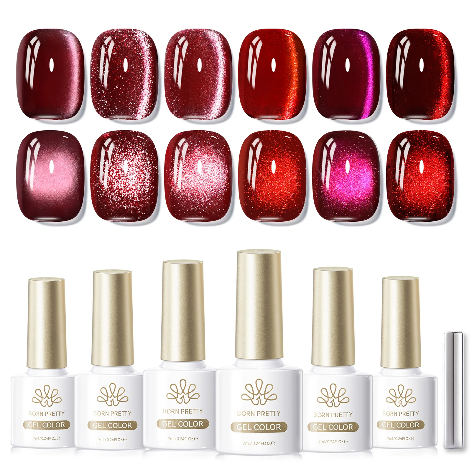 BORN PRETTY 6 bouteilles HEMA TPO gratuit chat rouge foncé Gel magnétique verre perlé Ultra brillance tremper UV vernis à ongles ensemble de vernis Kits