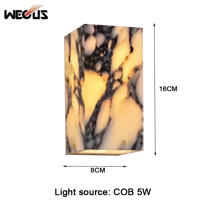 New Calacatta Viola Marble All-Weather LED Wall Sconce for Indoor/Outdoor Hallway Balcony Villa Garden Courtyard Accent Lighting