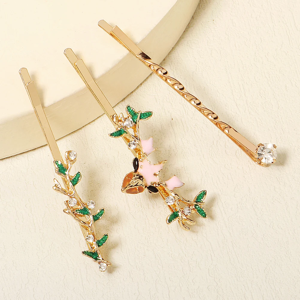 

3pcs Rhinestones Hairpin Delicate Metal Bobby Pin Side Hair Clip For Women Accessories Barrettes Girls Birthday Gift