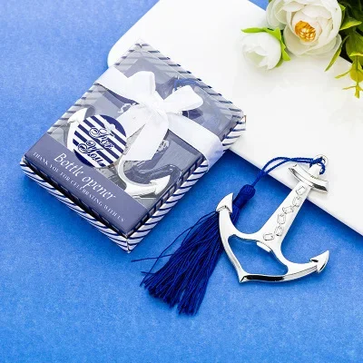 50pcs Creative Silver Nautical Anchor Metal Beer Bottle Opener Personalized Favors and Gifts for Party Supplies Wedding