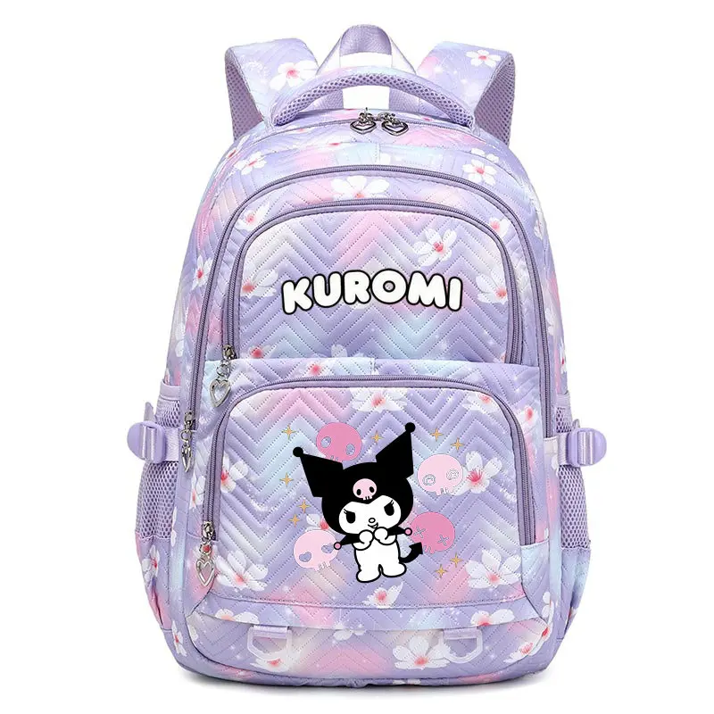 Mochila de Anime Kuromi para niñas y niños, bolso escolar para adolescentes, mochila de lona para ordenador portátil, mochila para mujeres, mochila de dibujos animados