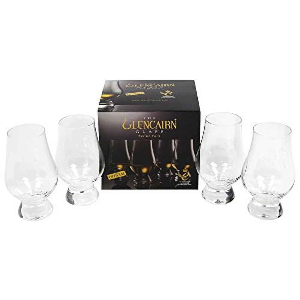 

Crystal Whiskey Glass Set of 4 Non-Leaded Tapering Mouth Wide Bowl Solid Base Dishwasher Safe Unique Design Enjoyment
