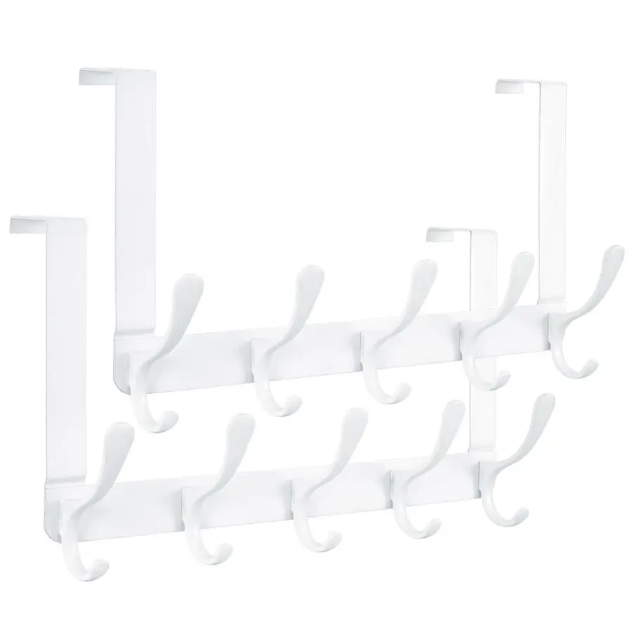 

Over The Door Hook, Door Hanger Hooks for Hanging Clothes, Towels, Coats, Hats, Over The Door Towel Hook Pack of 2, White, Assem