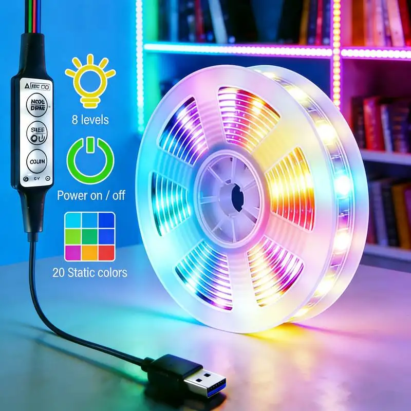 

DC5V RGB LED Strip Lights 5050 IR 3Key Remote Control USB Fexible Strip 1M-30M Festival Deco TV Backlight For Home Decoration