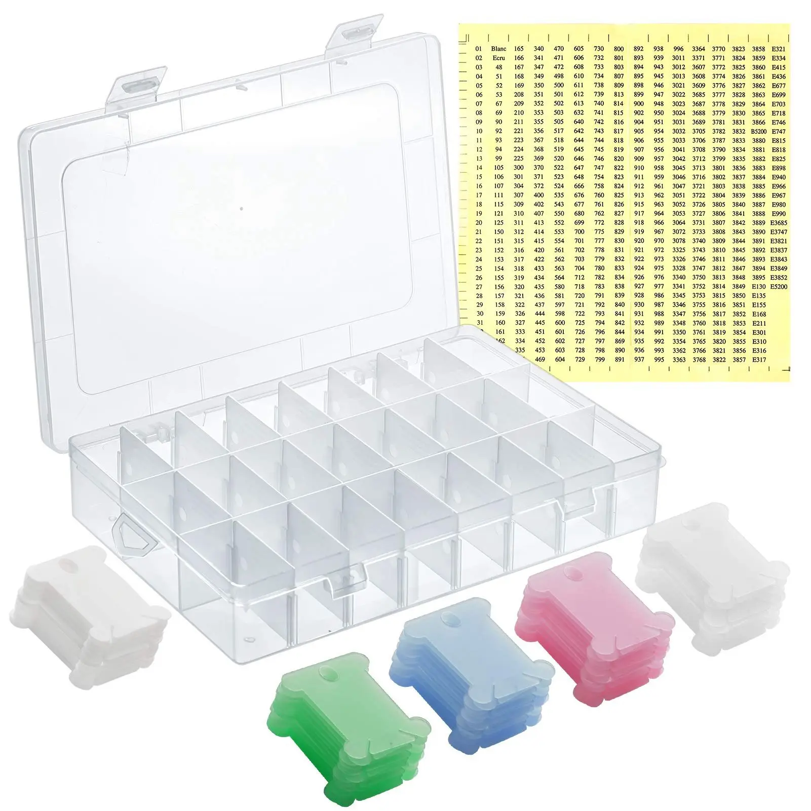 152Pcs Accessories Including Embroidery Thread Bobbins Organizer Box and Floss Number Sticker