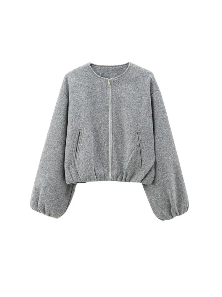 Dámská nadměrná měkká bomber bunda, kabát s dlouhým rukávem, přední zip, svrchní oblečení pro ženy, elegantní topy, móda - náhled 5