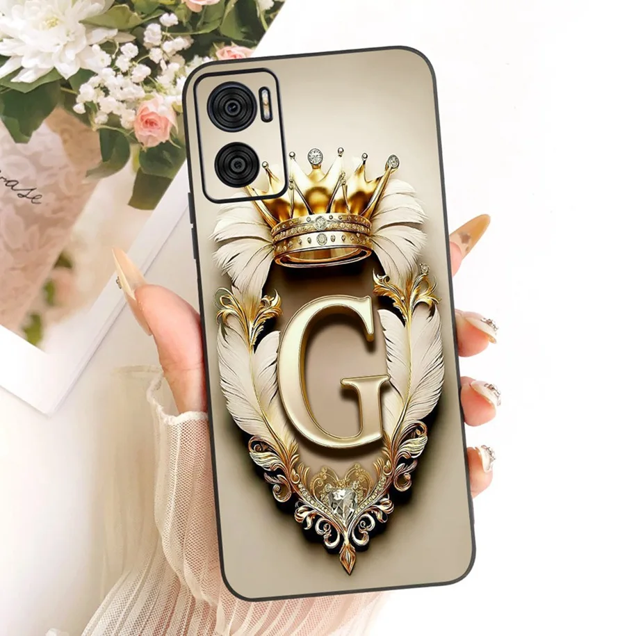 Para Motorola Moto E22i E22 E22s Funda de lujo corona letras Funda trasera de silicona suave para MotoE22 E 22 E 22i E 22s Funda a prueba de golpes