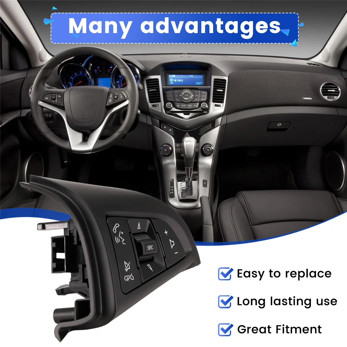 عجلة قيادة STE-eCar اليمنى متعددة الوظائف زر التحكم في مستوى الصوت للهاتف 96892135 لسيارة شيفروليه كروز #3