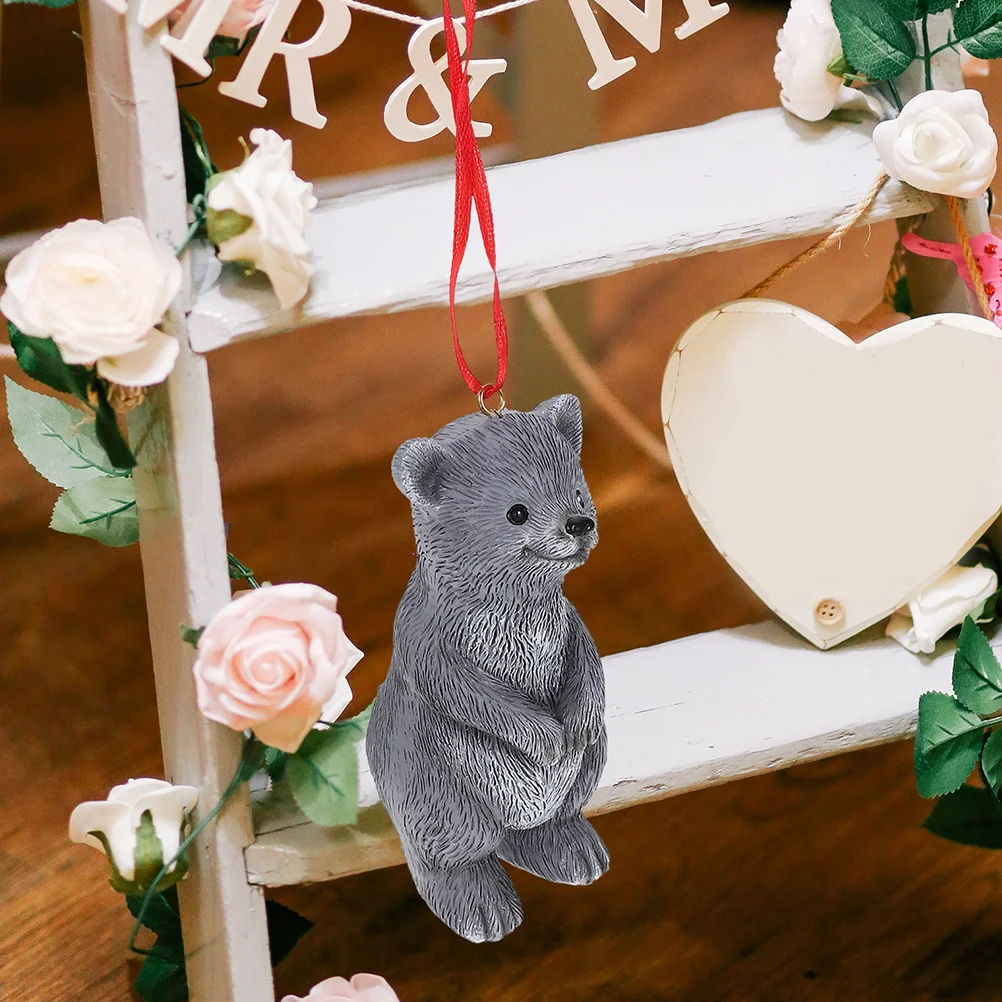 

2 Pcs Resin Bear Statue Garden Ornament Courtyard Decor Desktop Ornaments Cute Figure