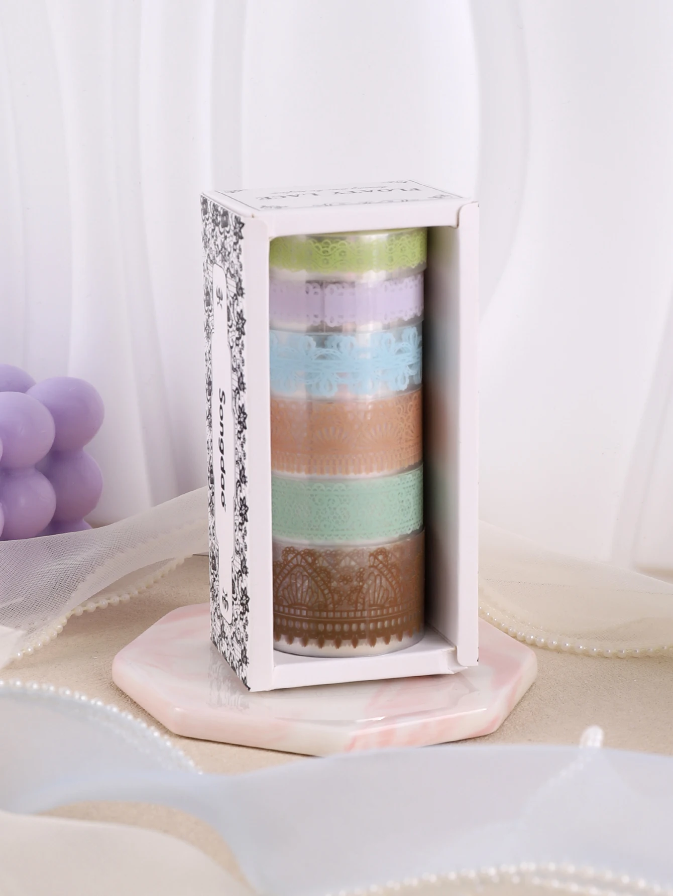 

6 рулонов/коробка, набор прозрачных кружевных ПЭТ-малярных лент, альбомы для скрапбукинга и рукоделия, канцелярские принадлежности, принадлежности для скрапбукинга, декоративная клейкая лента