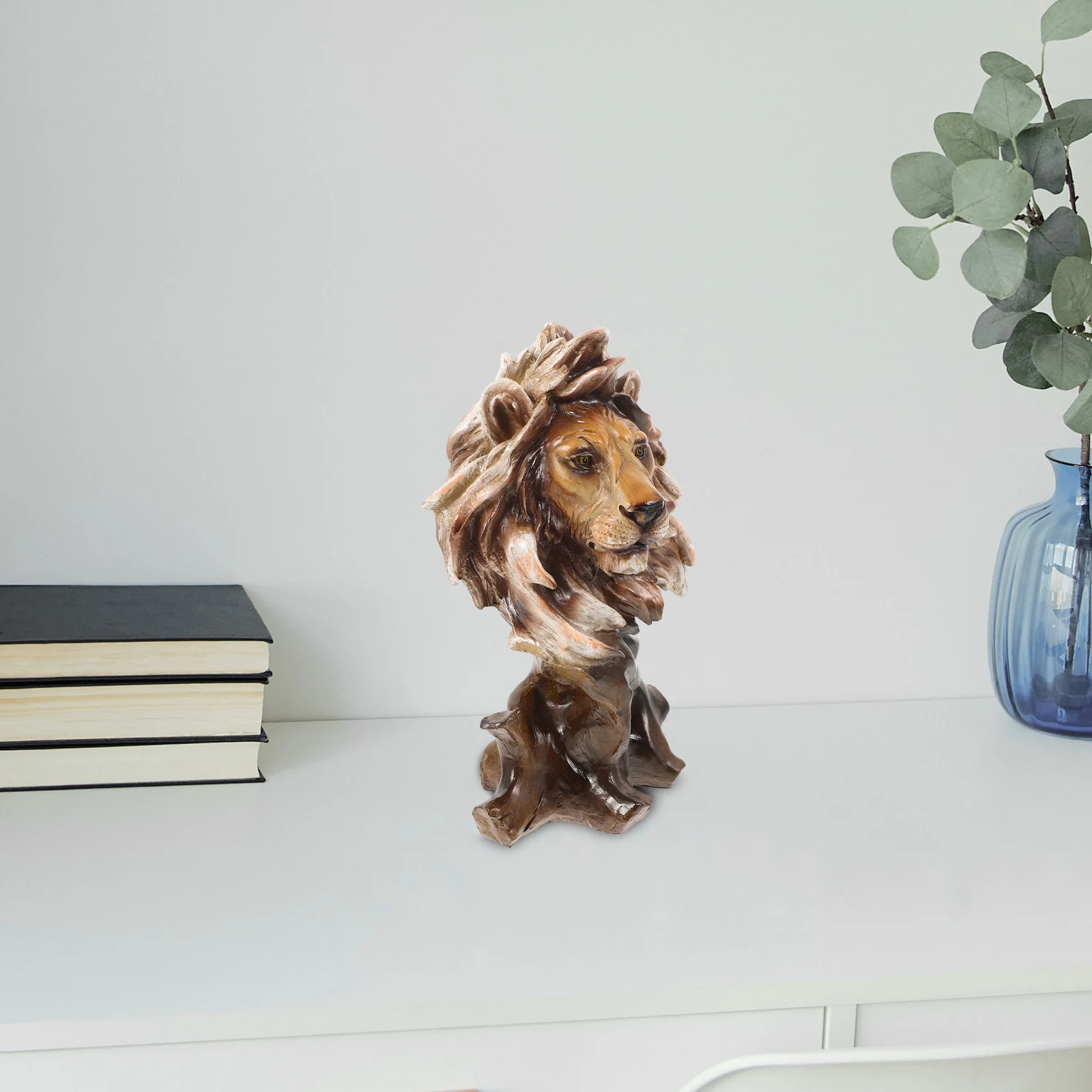 

Resin Lion Head Sculpture Vintage Animal Statue for Home Office Decor Tabletop Lion Craft Living Room Garden Indoor Outdoor Use