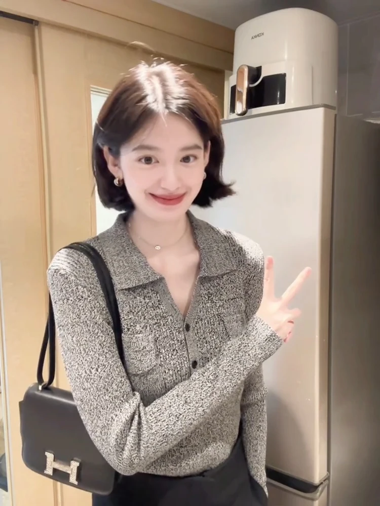 패셔너블 롱 스웨터 니트 베이스 여성용 가을 겨울 고급 스웨터 이너웨어 어깨 V넥 탑