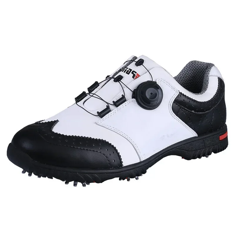 PGM Golf Shoes Waterproof Genuine Leather Sneakers Spikes Nail Non-Slip Mens Comfortable Knob Buckle Golf Men'S Shoes