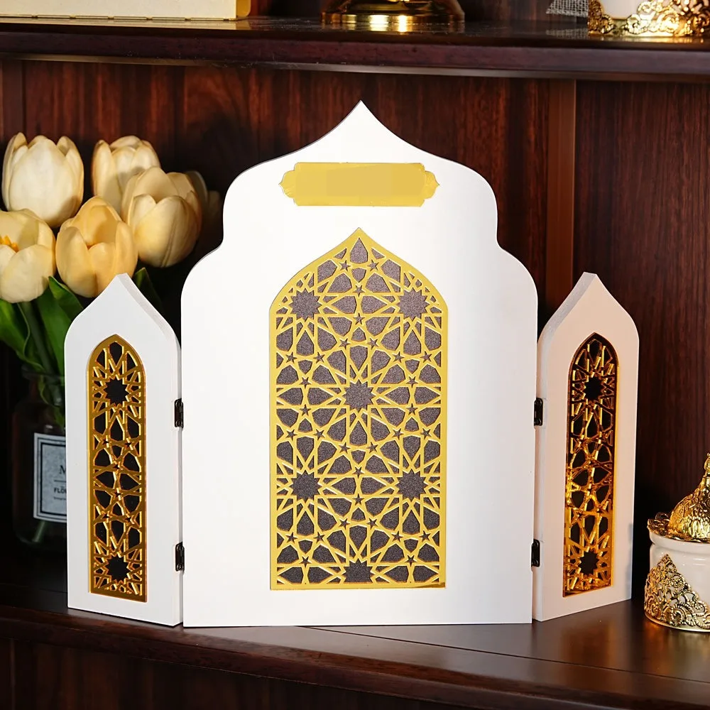 

Middle East Islamic 3D Arch Foldable Foam Board Decor Acrylic Desktop Ornament Ramadan Eid Festival Home Decoration