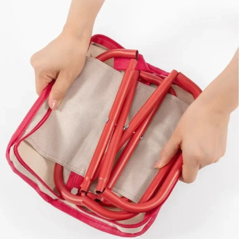 مقعد محمول قابل للطي مع مقبض، مقعد صيد للتخييم في الهواء الطلق، مقعد بسحاب للخارج #4