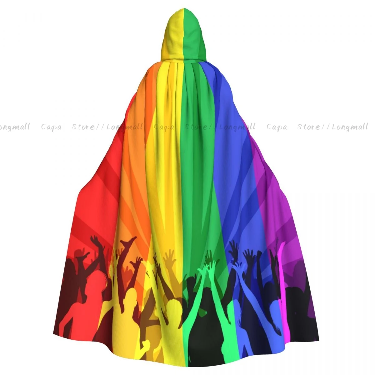 Adult Vampire Cape Hooded Robe People Celebrating International Day For LGBT Community Striped Design Cloak Full Length Cosplay