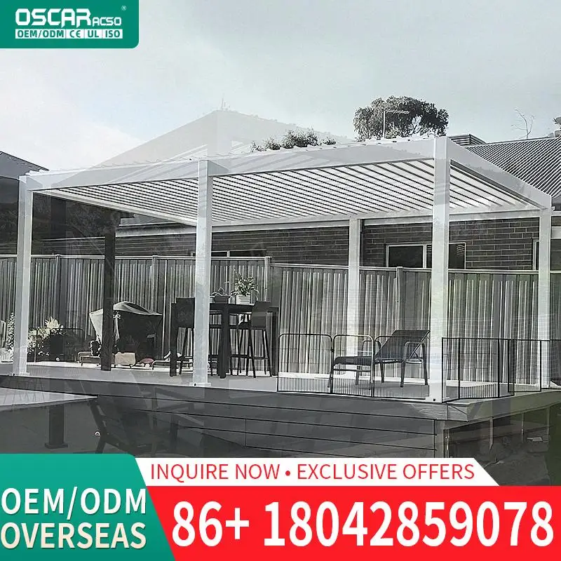 

Outdoor Motorized Luxury Awning Louvered Roof Waterproof Aluminum Alloy Outdoor Gazebo Sunroom for Garden Patio Backyard Pergola