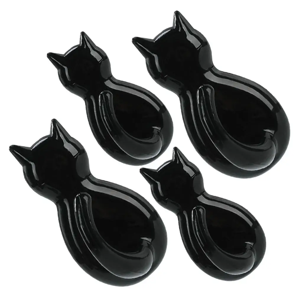 

4pcs Cat Tail Hooks Plastic Wall Sticky Black Coat Holder Cartoon Hangers No Trace Self adhesive Bedroom Bathroom Closet