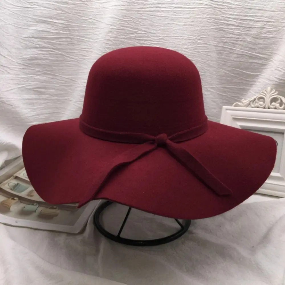 Vintage Style Bucket Hat Foldable Design Felt Material Wide Brimmed Hats Wide Brim Retro Design Floppy Fedora Hats