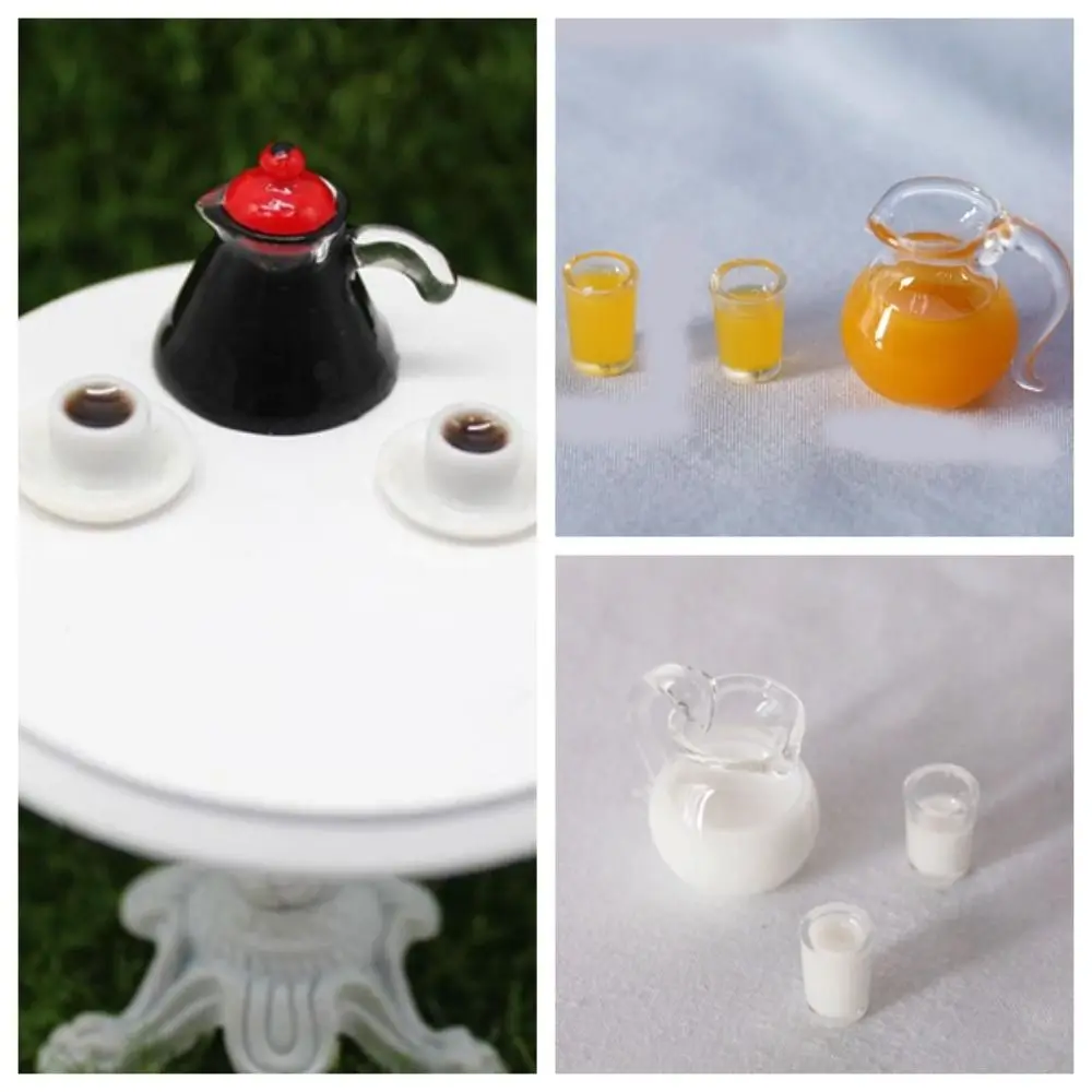 Resin Orange Juice Doll Accessories 1/12 Scale Mini Doll Accessories Simulation Miniature Drinking Model Drinks Jug Cup