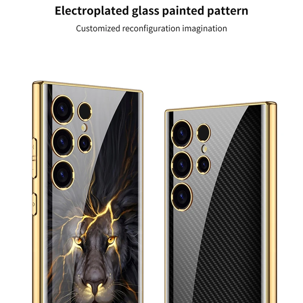 Caixa De Telefone De Vidro TPU Para Samsung, Moldura De Galvanoplastia Elegante, Acessórios Do Telefone, S24 Ultra, S24 Plus