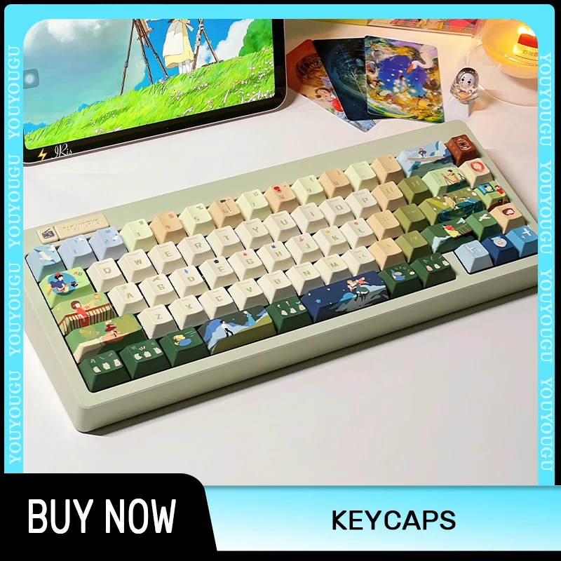 

Feifei Sheep Picnic Record Keycap Original Kawaii Thermal Sublimation Customized Pbt Keycap For F75 F87 F99vgn Accessory Gifts