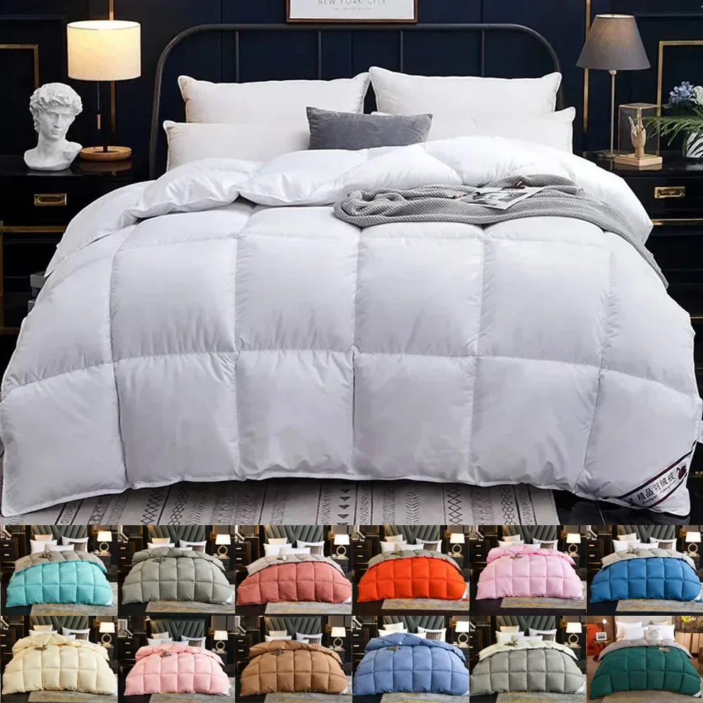 Home Comforter Winter Quilted Blanket Goose Down Duvet Quilt 100% Cotton Cover King Queen Blanket Size Twin Stitch Одеяло 이불 이불