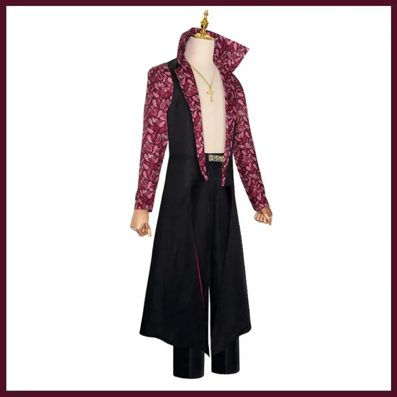 2025 aaa Live Action Movies Dracule Mihawk Cosplay Costume Stand-Up Black Printing Long Sleeves Coat Trench Uniform Full Set Man