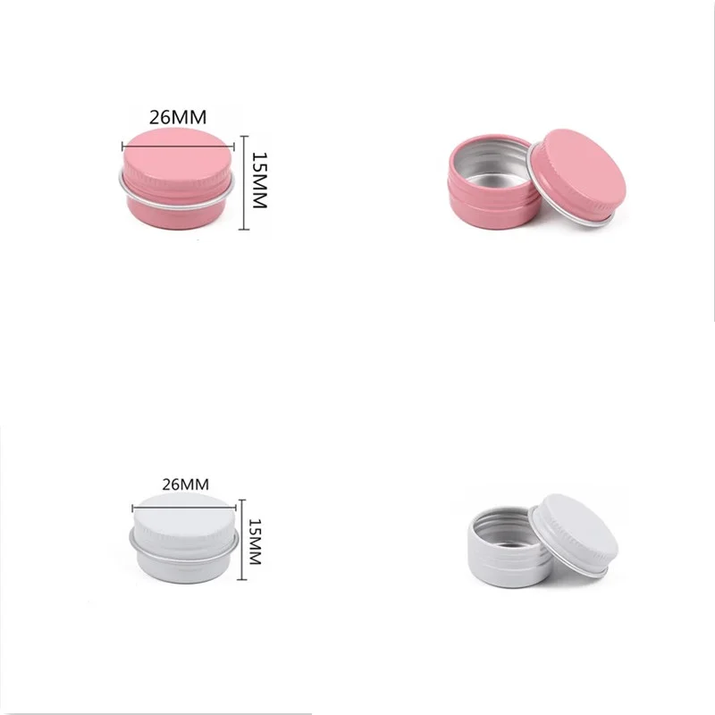 

200pcs Mini 5g/5ml Pink White Empty Round Aluminum Box Tins Lip Balm Cosmetic Container Cream Candle Jar Refillable Bottles