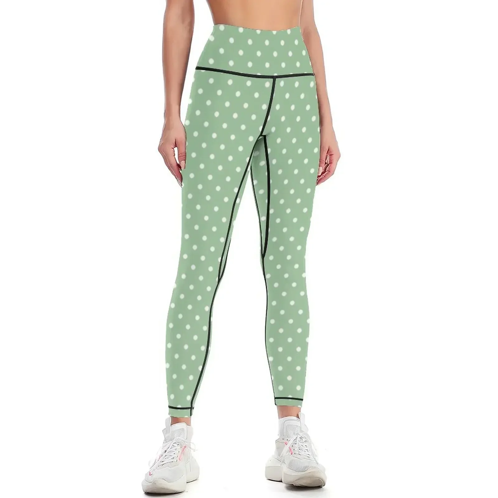 

Light Green and White Dot Leggings Legging sport Women's sports gym's sportswear legings for fitness Womens Leggings