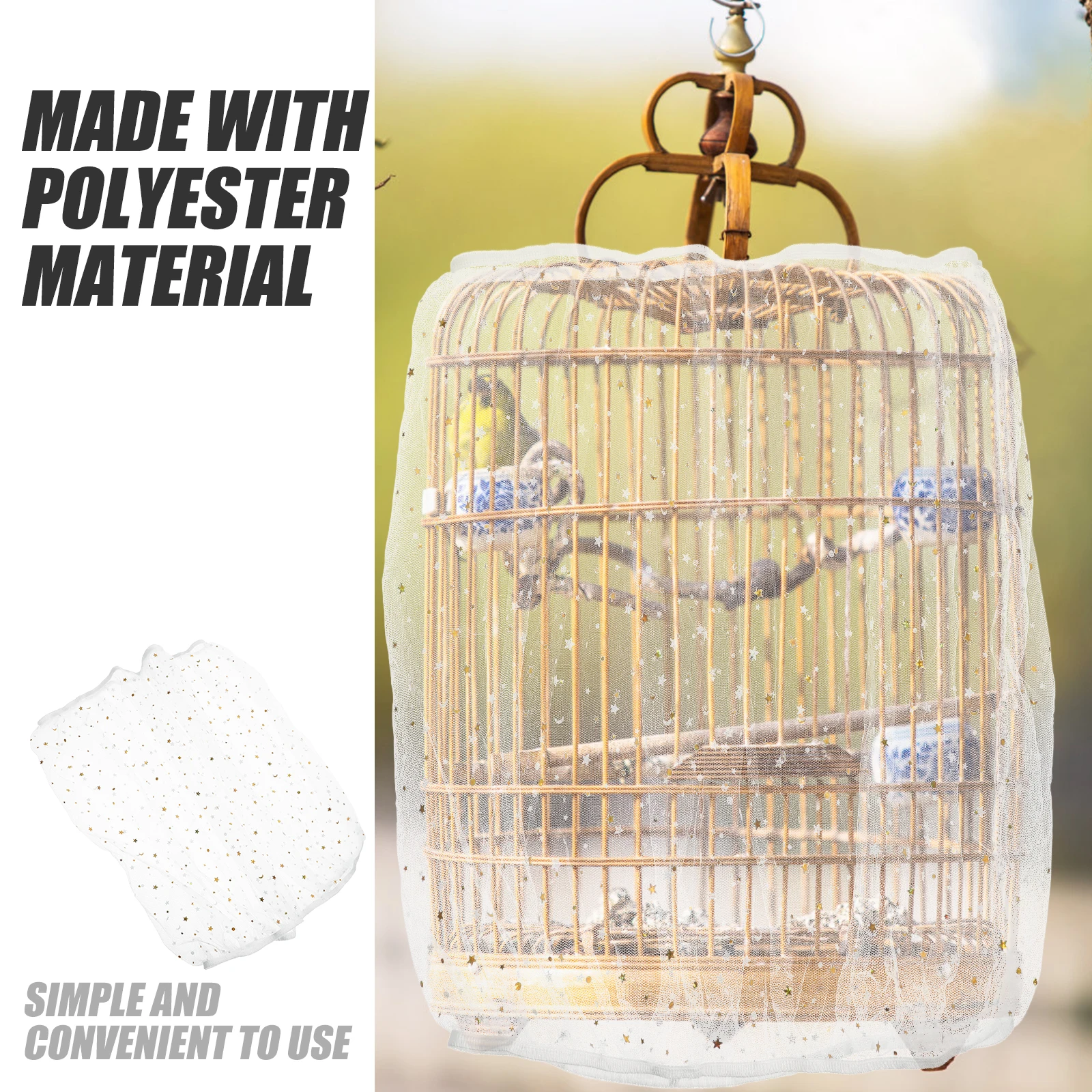 

Premium Elastic Bird Parrot Mesh Skirt Bird Cage Gauze Cover Splash-Proof Easy Clean Durable For Indoor Birdcages Pet Birds Airy