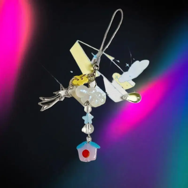 1/2 مجموعة جميلة سحابة المنزل ستارفال المحمول الحبل كيرينغ المعلقات محفظة المتدلية حقيبة الظهر الحلي المفاتيح هدايا احتفالية #5