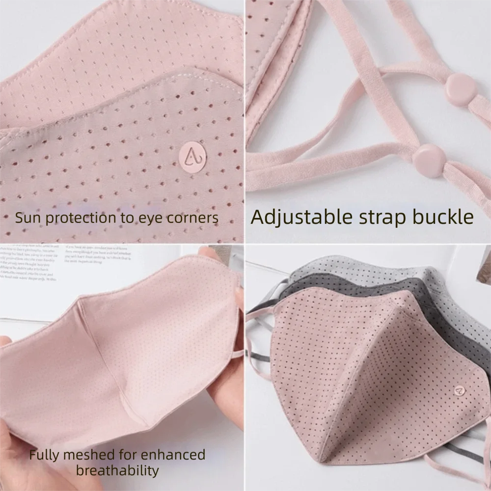 

New Breathable Ice Silk Mask Washable Anti-UV Sunscreen Mask Dustproof Mesh Face Cover Scarf Outdoor Sports