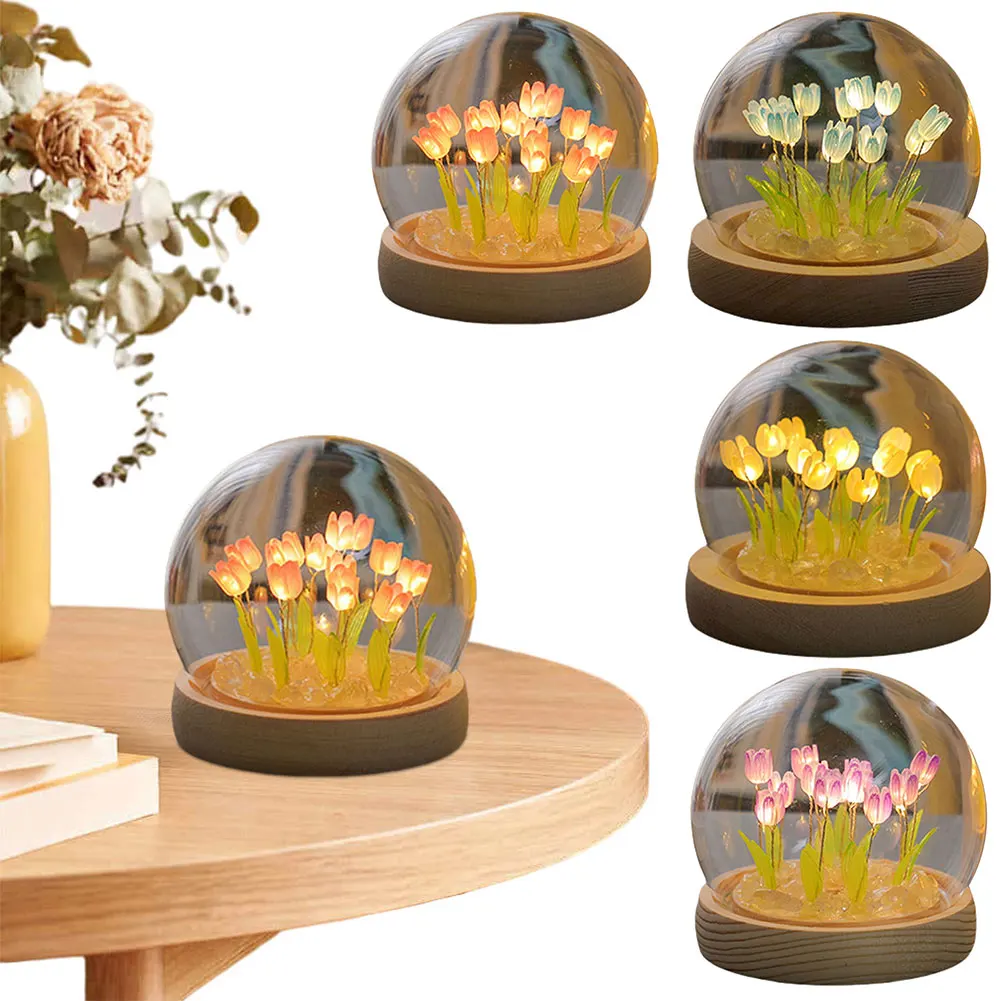 

Artificial Tulip Flower Night Light LED Night Lamp Table Lamp Artificial Flower Lamp for Bedroom Decor Christmas Gifts