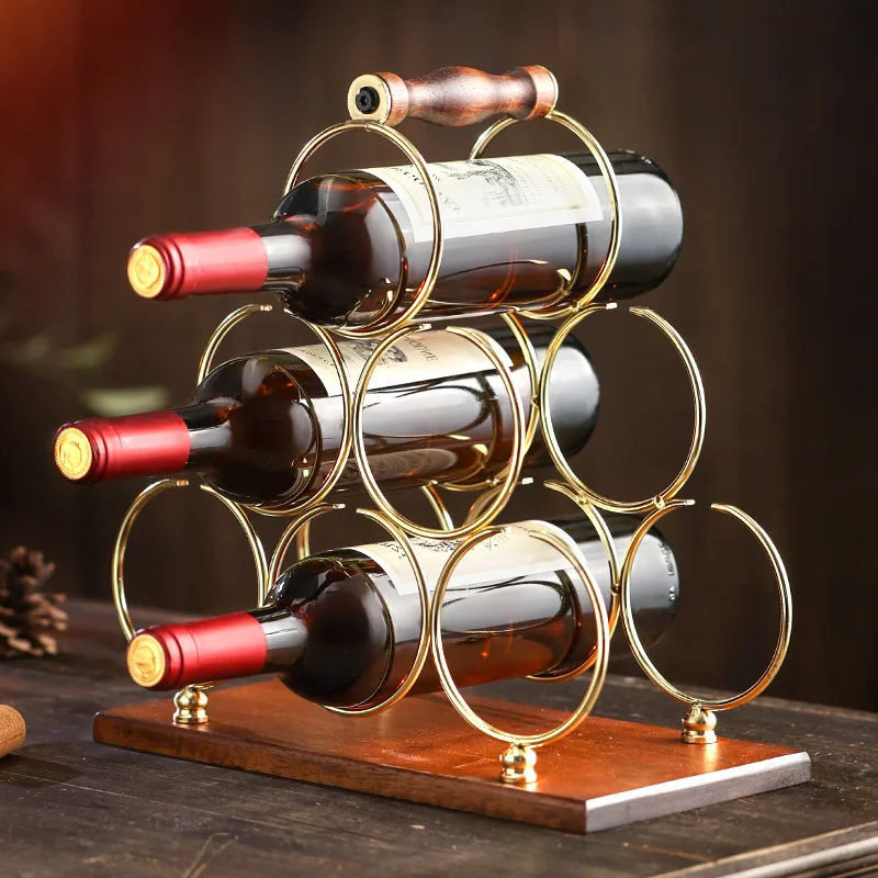 Creative red wine rack ornament solid wood wine rack inverted red wine cup holder home living room wine cabinet display rack