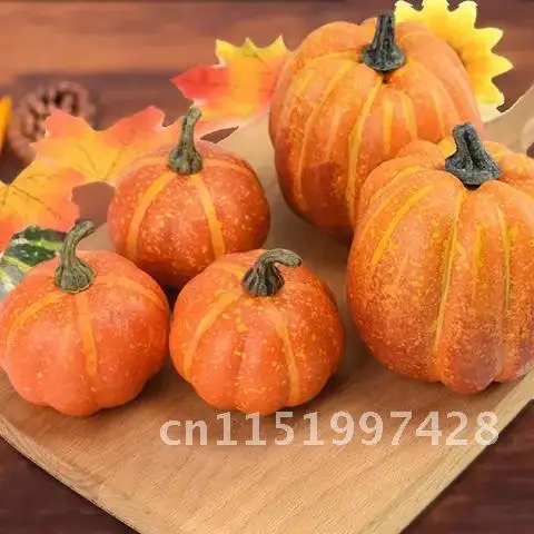 7pcs White Yellow Artificial Pumpkin Mold Halloween Thanksgiving Autumn Harvest Pumpkin Props For Home Halloween Decoration