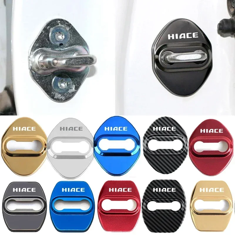 4PCS Stainless Steel for Toyota Hiace Logo Car Door Lock Cover Anti-rust Protection Emblems Case Buckle Styling Accessories