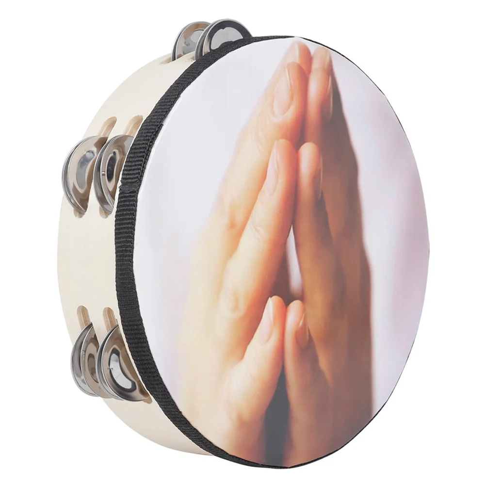 

8 Inch Hand Drum Kids Musical Instrument Wood Percussion Early Education Drum Child Fine Surface Bright Colors Rope Edging