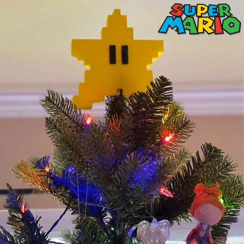 Super Mario Bros Christmas Tree Pendant Anime Cartoon Large Starfish Shape Pendant Xmas Pentagram Home Party Decoration Gift