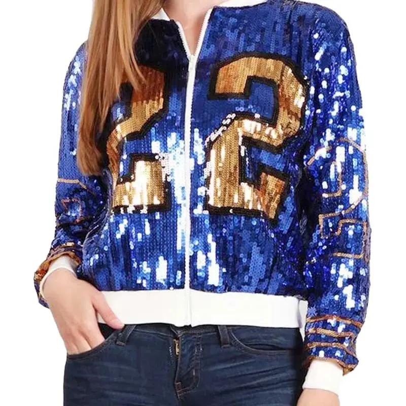 

Greek zip up long sleeve sporty bat sleeved Sorority Sigma Gamma Rho Sequin SGR 22 Sequin Jacket